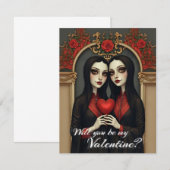 Gothic Valentijn Tweelingen met Rode Hart (Voorkant / Achterkant)