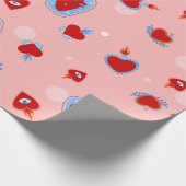 gothic valentijnen roze heilig menselijk hart cadeaupapier (Hoek)