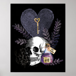 Gothic Valentijns Skull Fles Poster