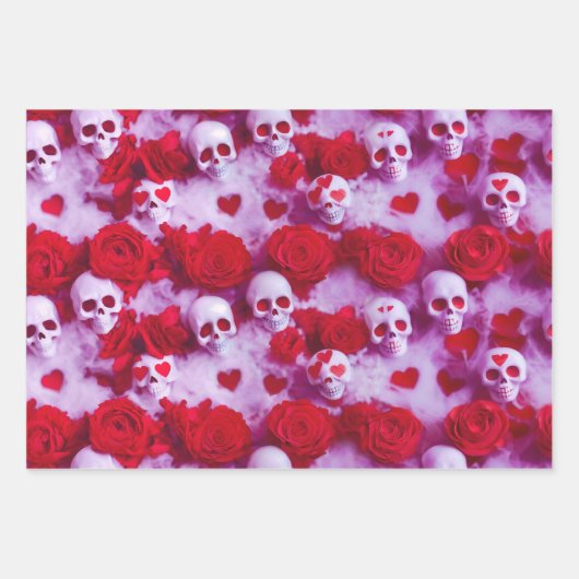 Gothic Valentijnsdag Verpakking papier met schedel Inpakpapier Vel (Voorkant 3)
