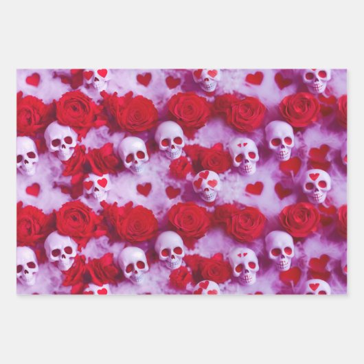 Gothic Valentijnsdag Verpakking papier met schedel Inpakpapier Vel (Voorkant)