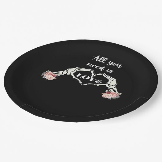 Gothic Valentijnse Classic - Skelet Handen Hart Papieren Bordje (Gekanteld)