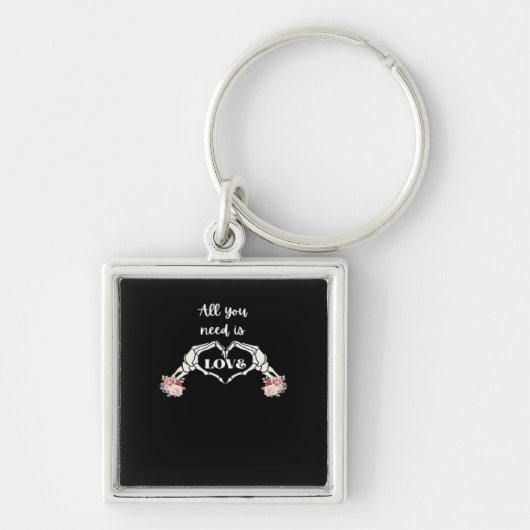 Gothic Valentijnse Classic - Skelet Handen Hart Sleutelhanger (Voorkant)