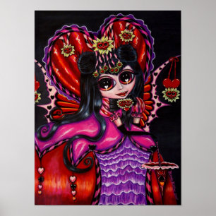 Gothic Valentijns's feiale parasolhartbloemen Poster