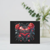 Gothic Valentine Heart Postcard Feestdagenkaart (Staand voorkant)