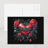 Gothic Valentine Heart Postcard Feestdagenkaart (Voorkant / Achterkant)