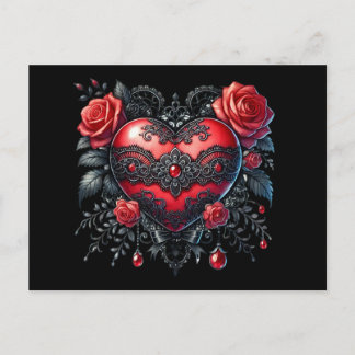 Gothic Valentine Heart Postcard Feestdagenkaart