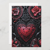 Gothic Valentine Red & Black Hearts & Roses Feestdagenkaart (Voorkant / Achterkant)