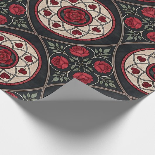 Gothic Valentine Red Roses Cadeaupapier (Hoek)