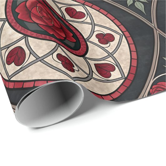 Gothic Valentine Red Roses Cadeaupapier (Rol Hoek)