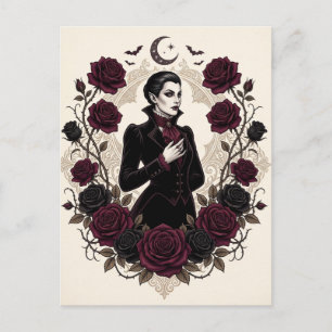 Gothic Vampier Halloweenfeest Burgundy Roos Briefkaart