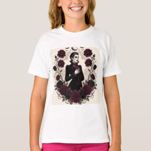 Gothic Vampier Halloweenfeest Burgundy Roos T-shirt