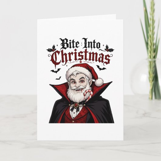 Gothic Vampier Kerstman Kerstontwerp Kaart (Voorkant)