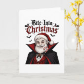 Gothic Vampier Kerstman Kerstontwerp Kaart (Gele Bloem)