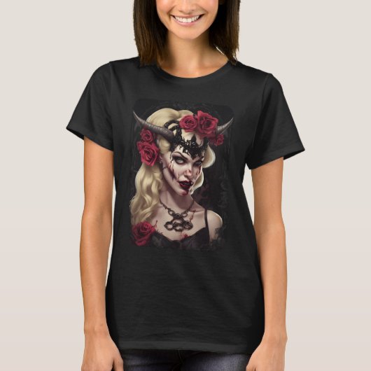 Gothic Vampier Koningin T-Shirt | Dark Fantasy Geh (Voorkant)