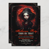 Gothic Vampier meisje Halloween Kaart (Voorkant / Achterkant)