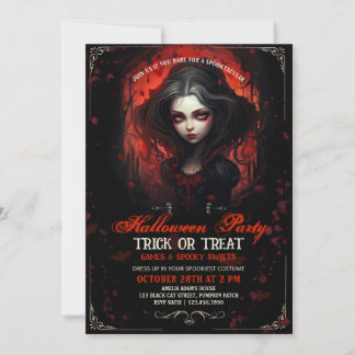 Gothic Vampier meisje Halloween Kaart