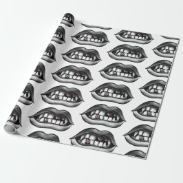 Gothic Vampier Mond Met Fangs En Evil Creatures Cadeaupapier