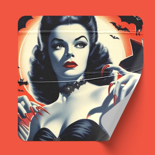  Gothic Vampier Vrouw Vierkante Sticker