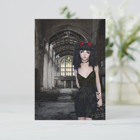 gothic vampier zwarte jurk kerk (Staand voorkant)