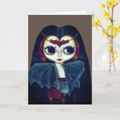 Gothic vampiermeisje met vleermuis grote ogen scha kaart (Gele Bloem)