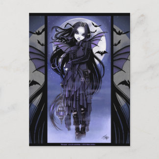 Gothic Vampire Bat Fairy Paarse Moon Morgan Postca Briefkaart