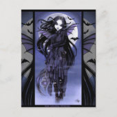 Gothic Vampire Bat Fairy Paarse Moon Morgan Postca Briefkaart (Voorkant)