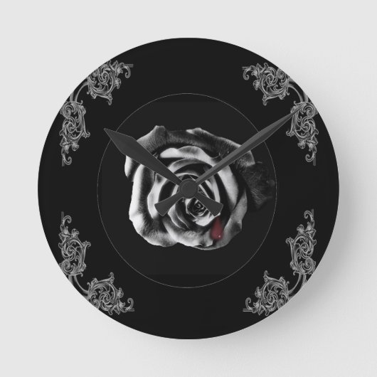 Gothic Vampire Black roos Ronde Klok (Voorkant)
