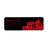 Gothic Vampire Castle Black Red Wedding Etiket (Voorkant)