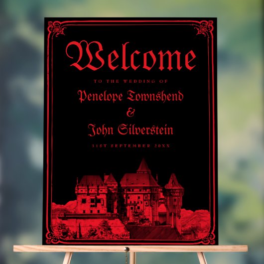 Gothic Vampire Castle Border Black Red Wedding  Acryl Bord (Neutraal)