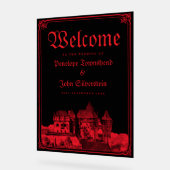 Gothic Vampire Castle Border Black Red Wedding  Acryl Bord (Hoek)
