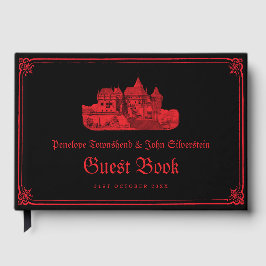 Gothic Vampire Castle Border Black Red Wedding Gastenboek