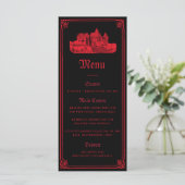 Gothic Vampire Castle Border Black Red Wedding  Menu (Staand voorkant)
