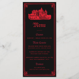 Gothic Vampire Castle Border Black Red Wedding  Menu