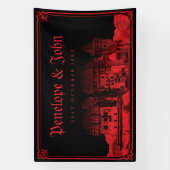 Gothic Vampire Castle Border Black Red Wedding Spandoek (Verticaal)