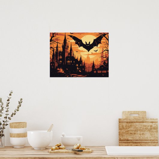 Gothic Vampire Castle under the Full Moon Poster (Keuken)