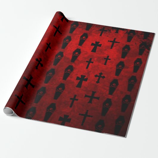 Gothic Vampire Coffin Gift Wrap Cadeaupapier (Uitgerold)