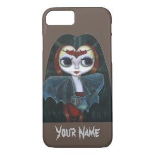 Gothic Vampire Girl Bat Fangs Big Eyes Cute iPhone 8/7 Hoesje