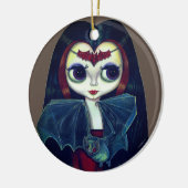 Gothic Vampire Girl met Bat Big Eyes Cute Keramisch Ornament (Links)