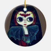 Gothic Vampire Girl met Bat Big Eyes Cute Keramisch Ornament (Achterkant)