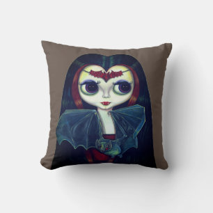 Gothic Vampire Girl met Bat Big Eyes Cute Kussen