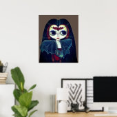 Gothic Vampire Girl met Bat Big Eyes Cute Poster (Thuiskantoor)