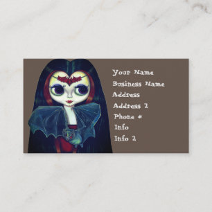Gothic Vampire Girl met Bat Big Eyes Cute Visitekaartje