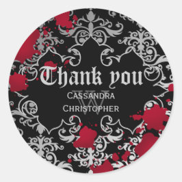 Gothic vampire Halloween wedding thank you Ronde Sticker