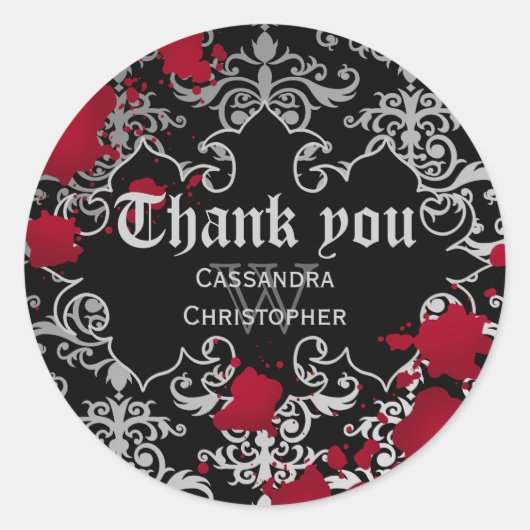 Gothic vampire Halloween wedding thank you Ronde Sticker (Voorkant)