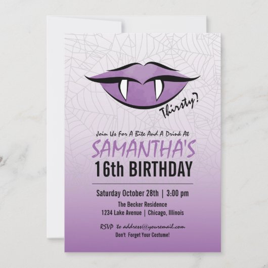 Gothic Vampire Lips Halloween Birthday Kaart (Voorkant)