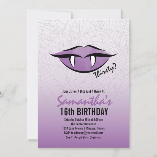 Gothic Vampire Lips Halloween Birthday Kaart (Voorkant)