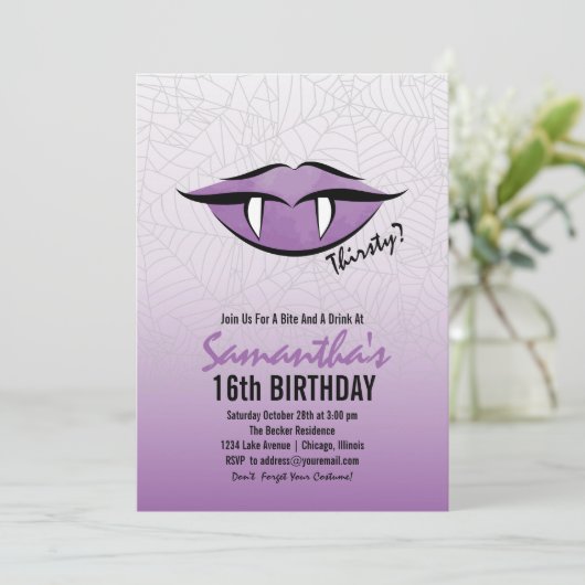 Gothic Vampire Lips Halloween Birthday Kaart (Staand voorkant)