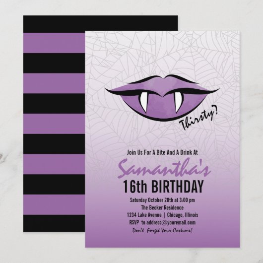 Gothic Vampire Lips Halloween Birthday Kaart (Voorkant / Achterkant)