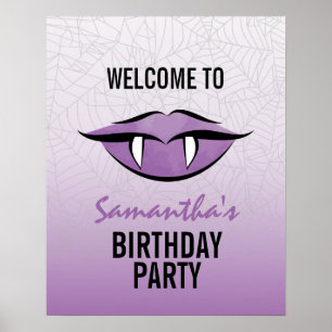 Gothic Vampire Lips Halloween Birthday Poster